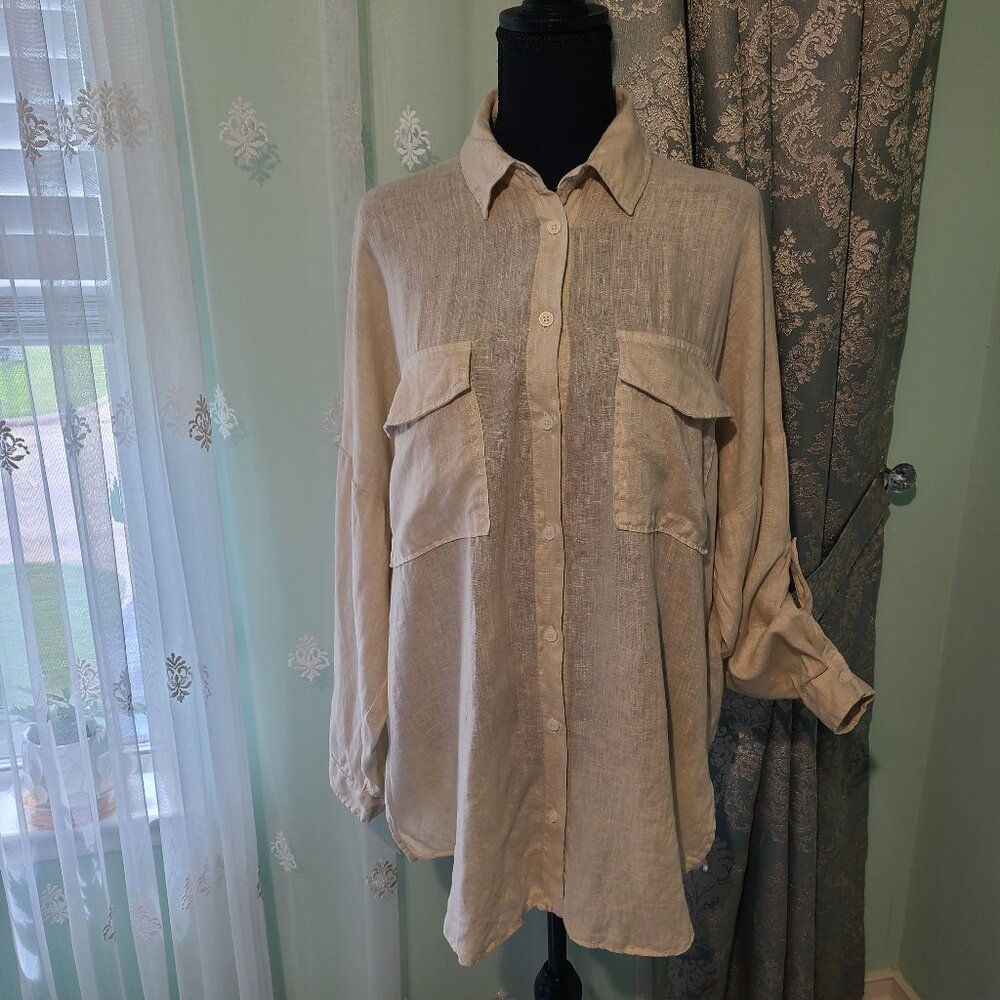 Linen Blouse by Zara Size S